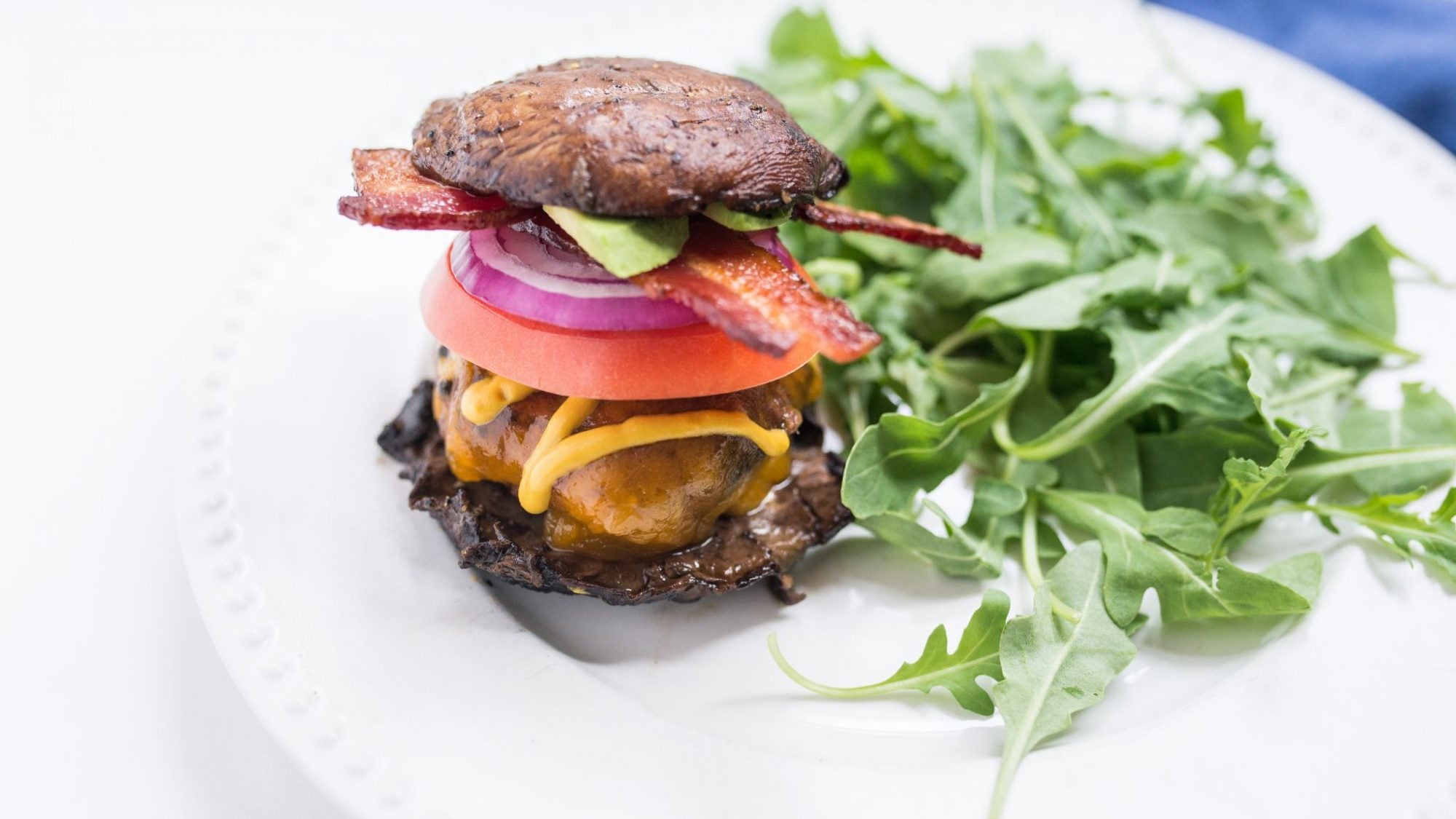 Bunless Keto Burger Recipe with Portobello and Bacon {Low-Carb}