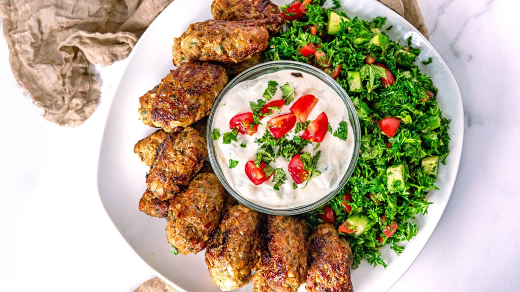 Lamb Kofta Meatballs with Cucumber-Mint Yogurt Sauce