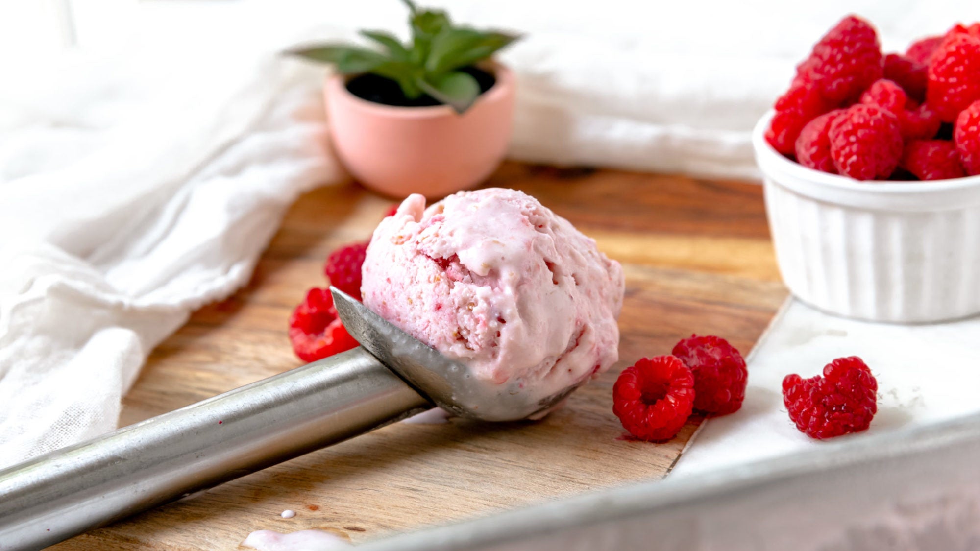 Raspberry Vanilla Cheesecake Keto Ice Cream
